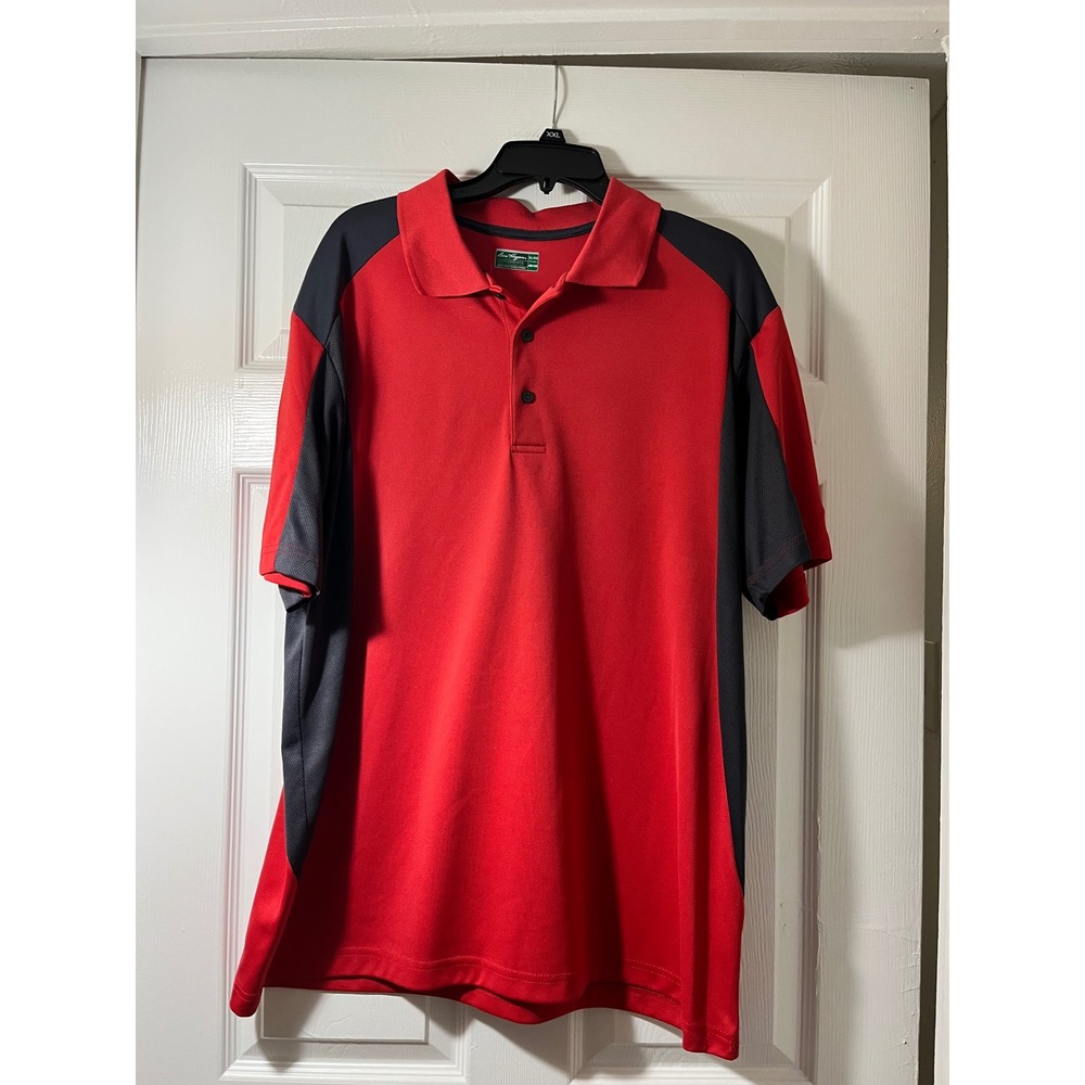 Ben Hogan Mens Performance Golf Polo Shirt‎ Red Grey Colorblock XL Short Sleeve